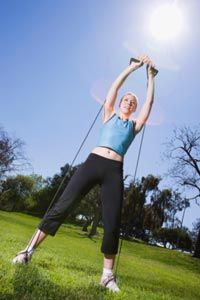 Woman exercising in park