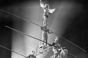 The Flying Wallendas perform a four-person pyramid in the 1940s.