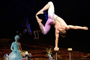 Circus performers, like this Cirque du Soleil acrobat, can find insurance companies specializing in performances.