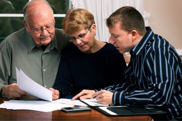 parents doing taxes with adult son