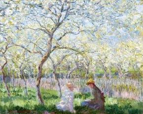 莫奈的《春天》(Le Printemps)是一幅布面油画(25-1/2x31-3/4英寸)，收藏于英国剑桥大学的费茨威廉博物馆。＂border=