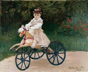 Claude Monet's Jean Monet on His Hobby Horse  (23-1/4x28-3/4 inches) is an oil on canvas housed at the Metropolitan Museum of Art in New York.