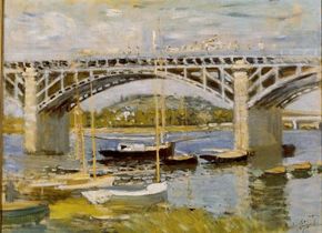 Claude Monet's Bridge at Argenteuil (23-5/8x31-1/2 inches) is an oil-on-canvas work house at the Neue Pinakothek in Munich, Germany.