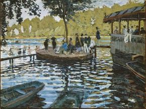 Claude Monet's La Grenouillere (29-3/8x39-1/4inches) is an oil on canvas housed at theMetropolitan Museum of Art in New York.