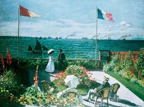 Claude Monet's Garden at Sainte-Adresse (38-5/8x 51-1/4 inches) is an oil-on-canvas work housed at the Metropolitan Museum of Art in New York.