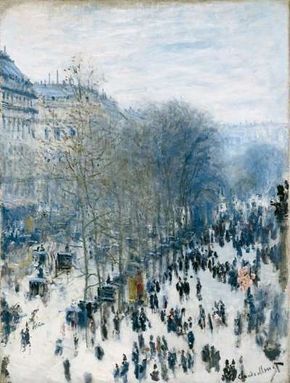 Claude Monet's Boulevard des Capucines(31-5/8x23-3/4 inches) is an oil on canvas housed Nelson-Atkins Museum of Art in Kansas City, Missouri