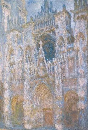 Rouen Cathedral at the End of the Day (Sunlight Effect) by Claude Monet is an oil on canvas (35-7/8 x 24-3/4 inches) and is housed at Musée d'Orsay, Paris.