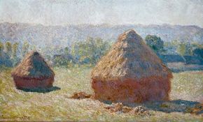 Haystacks: End of Summer by Claude Monet isone of a series where Monet studies the effectof light and season on the same subject.