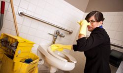 cleaning bathroom