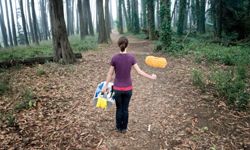 woman in woods