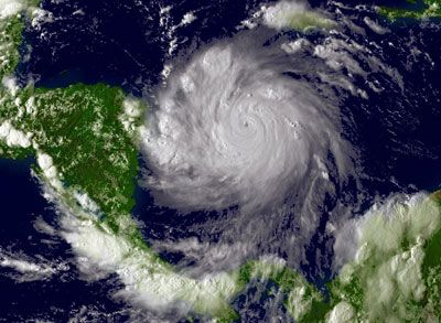 Satellite view of a hurricane