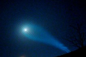 This picture taken on Dec. 9, 2009, shows an unusual light phenomenon above the Norwegian city of Skjervoy.