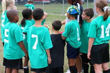 Youth girls on soccer team.