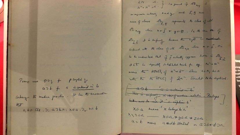 This closeup shows some writings from the notebook of Enigma codebreaker Alan Turing, who played a major part in breaking codes during the Second World War.  Chris Radburn/PA Images via Getty Images