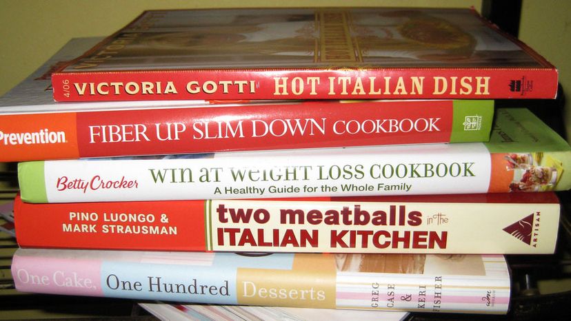 stacked cookbooks