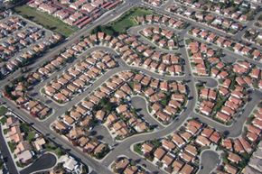 aerial shot of tract housing