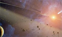 This artist's concept shows the closest known planetary system to our own: Epsilon Eridani. Check out all the rubble. 