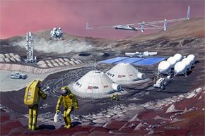 Sketch of manned Martian outpost