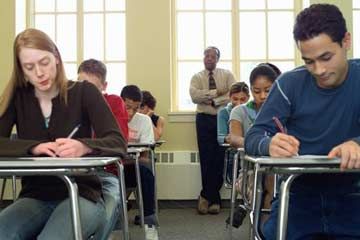 Students taking test