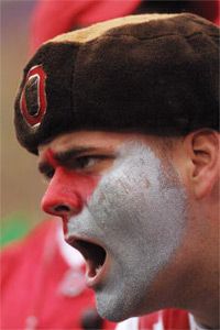 Ohio State fan with face painted