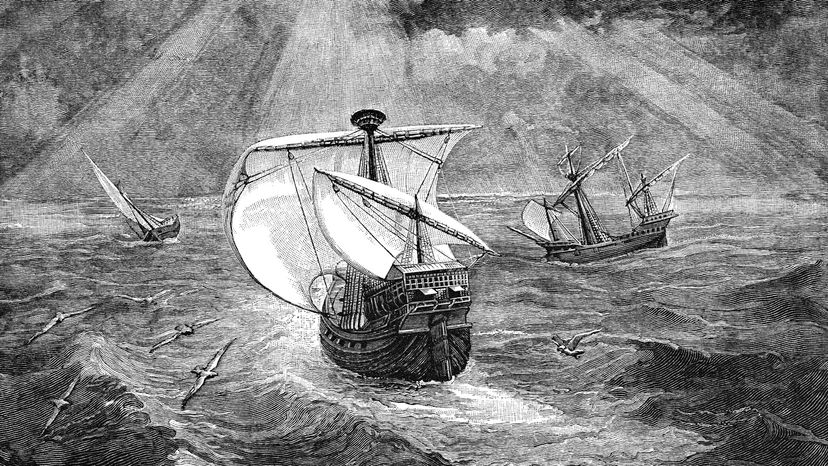 Christopher Columbus Ships at Sea Artwork