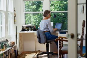 woman in home office