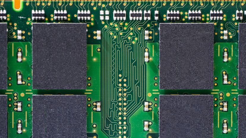 Close up of memory ram circuit board