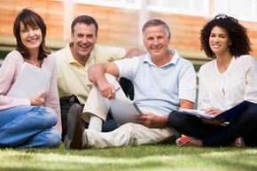 Nontraditional students enjoy some sun on the campus