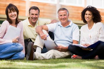 Nontraditional students enjoy some sun on the campus