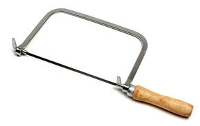 The handle of the coping saw allows the user to make turning cuts.