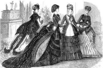 Heavy, multi-layered gowns of the Victorian era.