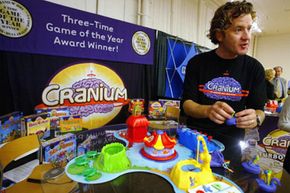 Cranium founder Richard Tait showing off a new version of Cranium at a Toy Fair in 2004.