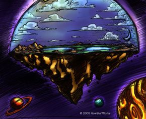 Artist concept of flat Earth as described in flat-Earth creationism