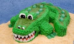 With a couple of carved layers and a heavy dose of frosting, you can make a crocodile cake -- without tears.