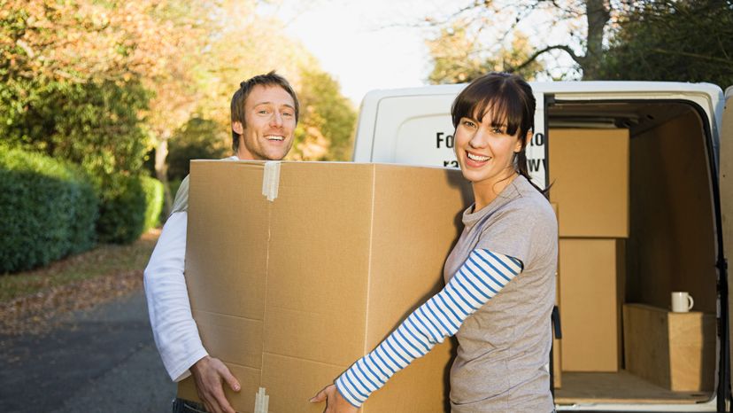 Couple, moving truck