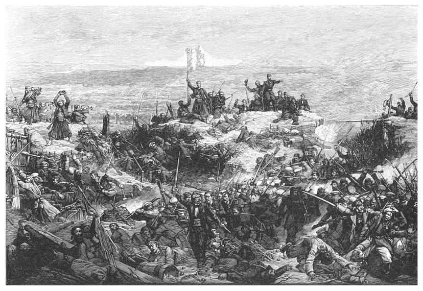 Antique black and white art of the Crimean War