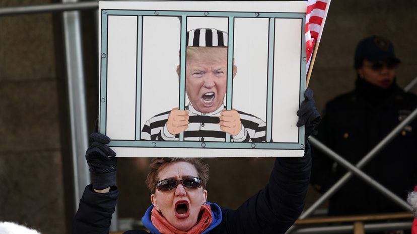 Demonstrators Donald Trump indictment