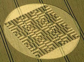 This "optical labyrinth" formation, located near Savernake Forest in Wiltshire, consists of 180 separate standing and flattened elements and is approximately 200 feet (60 meters) across.”border=