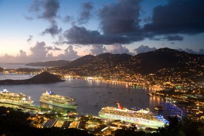 Ships in harbor at the U.S. Virgin Islands.