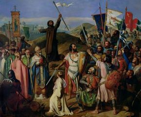 The Crusaders march around Jerusalem.