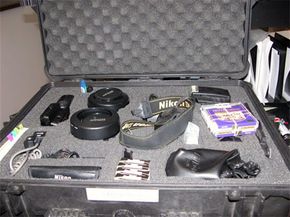 Joe Clayton's photography kit for photographing a crime scene