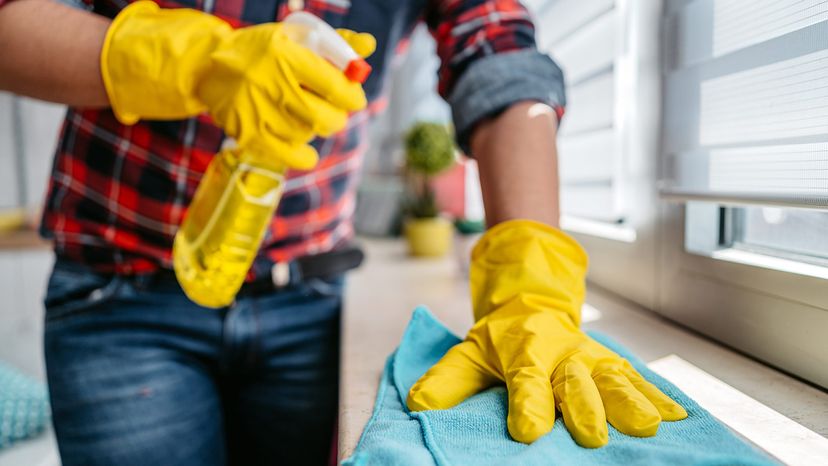 dusting with microfiber clother