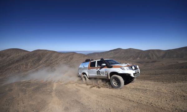 Exploring outdoors in an off-road car.