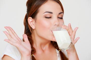 woman drinking milk