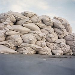 Sandbags like these could keep the sea from further eroding structures like the Troubridge Island Lighthouse, but time’s running out.