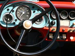 A vintage car dashboard