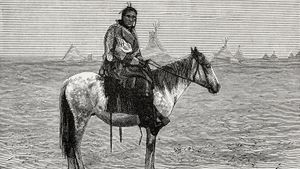 Riding horse through history, animal engraved.