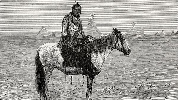 Riding horse through history, animal engraved.