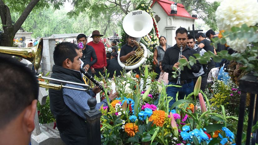 Band playing at tomb