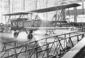 A De Havilland DH-4 rests in an American factory during World War I. By the time the DH-4 entered production in the U.S., it had been superseded by de Havilland's DH-9.